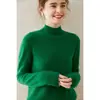 Suéter básico de cachemira de cuello medio para mujer, cachemira pura, engrosado, holgado, adelgazante, suéter de punto base, ropa interior