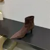 Botines de otoño e invierno de suela blanda, elásticos, ajustados, con punta fina y tacón fino, botines cortos para mujer, tacón bajo, botines sencillos versátiles de gamuza negra