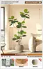 Planta Artificial Verde Black Diamond con un Toque de Lujo para Decoración de Sala de Estar, Planta de Interior Grande en Maceta, Árbol Falso, Planta Biomimética