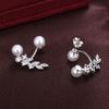 Pendientes Sencillos de Plata de Ley con Perlas Estilo Japonés y Coreano Pendientes Pequeños Estilo Fresco Pendientes Hoja de Árbol Estilo Mori Gancho para la Oreja Colgante Trasero Pendientes Elegantes