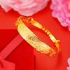 Pulsera de imitación de lujo de moda 24k oro dragón y fénix lisa para mujer pulsera de empujar y tirar estilo étnico puesto pulsera de oro