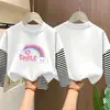 Camiseta para niña, algodón puro, a rayas, manga larga, nuevo modelo primavera y otoño 2026, camiseta básica para niñas estudiantes, top para niños