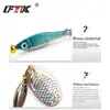 Ftk Kit com Cinco Iscas Spinner para Pesca com Vara e Molinete com Três Anzóis, Isca Artificial, Isca de Imitação, Isca Dura para Robalo, Equipamento de Pesca