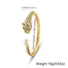 Distrito Lu Moda Transfronteriza Nuevo Pulsera de Cabeza de Leopardo Chapada en Cobre y Oro Zirconio Creativo Animal Hueco Pulsera Venta al por Mayor