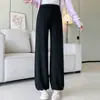 Calça macia e acetinada para maternidade, nova para primavera e outono, cintura alta com suporte para a barriga, perna larga, macia e com bom caimento, não restritiva, calça lanterna casual cinza