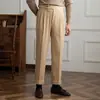 Pantalones de traje de pana de cintura alta de moda retro japonesa para hombre, nuevos y versátiles, de caída casual, para primavera y otoño