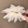 Super Hada Elegante Chifón Flor Pinza para el Cabello para Mujer Verano Parte Trasera de la Cabeza Clip Cola de Caballo Tocado Sentido Avanzado Simple Pinza de Primavera