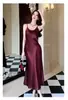Nuevo Vestido de Verano de Alta Gama para Mujer 2026, Vestido Largo de Tirantes de Satén de Verano, Vestido Ajustado de Cadera Estilo Francés para Vacaciones