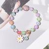 Pulsera de Cuentas Pequeña Margarita para Niñas y Estudiantes, Joyería Elástica Hecha a Mano de Boutique, Pulsera de Cristal Transfronteriza