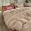 Conjunto de quatro peças em algodão puro tingido em fio, com listras, estilo ins, lavagem, lençol de jacquard nórdico, lençol com elástico, roupa de cama 100% algodão