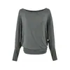 Blusa gris de hombros descubiertos para mujer, camiseta de manga larga ligera de Lyocell para el verano con protección solar, estilo relajado para otoño