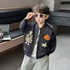 Chaqueta de béisbol con parche de dibujos animados estilo coreano para niños, nueva y elegante, fresca, delgada, para primavera y otoño, para niños y bebés
