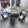 Mesa de comedor con tapa de losa de roca, mesa y sillas de comedor modernas minimalistas, mesa de comedor de madera maciza para uso doméstico, convertible en mesa redonda, mesa de comedor duradera