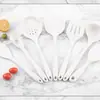 Conjunto de Silicone Transfronteiriço Utensílios de Cozinha Novo Conjunto de Utensílios de Cozinha de Silicone Branco Conjunto de 7 Peças Pá Colher Cercado Cercado para Cozinhar Tudo em Um