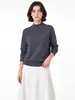 Camisa básica feminina de gola alta média com mangas compridas, top de malha de lã novo para outono e inverno de 2026, top de malha versátil de corte justo