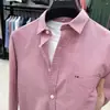 Camisa de Manga Larga para Hombre, Primavera y Otoño, Tacto de Algodón Puro, Camisa Casual de Color Sólido con Cuello Blanco y Bolsillos, Tela Oxford
