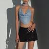 Europa e Estados Unidos Transfronteiriços Verão 2023 Amazon Novo Sexy Spice Girls Brilho Diamante Alça de Pescoço Moda Slim-fit Colete Pequeno