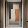 Pintura decorativa geométrica abstracta para recibidor, estilo Wabi-Sabi, colgada directamente frente a la puerta, creando una atmósfera sofisticada para la sala de estar, el pasillo o el corredor