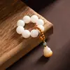 Jadeto Branco Polido Bodhi Pequeno Torcido à Mão Brinquedo DIY para Ponta do Dedo, Ornamento de Cabaça para Homens e Mulheres, Item para Alívio do Estresse, Preço de Atacado para Barracas de Mercado