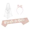Diadema con corona y tirantes de diamantes para novia, color blanco, para vestido de novia, color oro rosa