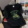 Camiseta de Manga Corta Marca de Moda Camiseta para Hombre Talla Grande para Hombre Holgada Cuello Redondo Estampada Estilo Coreano Top de Moda Ins Comercio Exterior Transfronterizo