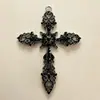 Estilo Gótico Oscuro Lolita Cruz Negra Collar Largo de Perlas Multicapa Cadena para Suéter de Lujo Sexy Accesible de Nicho