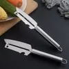 Descascador de Aço Inoxidável com Cabo de Madeira, Ferramenta de Cozinha Quatro em Um, Descascador Multifuncional de Maçã, Gadget Descascador de Frutas