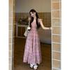 Feifei Manga Floral Vestido Design Sense Verão Novo Vestido de Fadas Estilo Ocidental Chic Slim-fit Slim-fit Vestido Longo Moderno