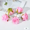 Simulação de fábrica pequeno botão de rosa diy feito à mão decoração de parede de flores de casamento material de guirlanda de cabeça de flor rosa encaracolada