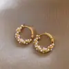 Brincos de Flor de Pérola de Alta Qualidade Agulha de Prata Moda Retrô Luxo Leve Francês Elegante Elegante Brincos de Celebridade da Internet para Mulheres