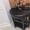 Mesa de entrada semicircular estilo americano, decoración de pasillo, mesa francesa vintage de estilo europeo de madera maciza montada en la pared, mueble de pared para sala de estar, ultradelgado