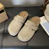 Zapatos Birkenstock de Estilo Coreano de Nicho con Suela Gruesa con Cordones Modelo Nuevo Primavera y Otoño Para Exteriores Punta Cerrada Hebilla Redonda Mules