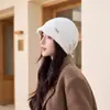 2026 Nuevo Sombrero Turbante de Moda para Mujer Otoño/Invierno Cálido Protección para los Oídos Gorro de Lana Tejido Circunferencia de Cabeza Grande Gorro para Ponerse