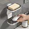 Jabonera de pared para baño doméstico, sin perforaciones, de una y doble capa, con drenaje, estante de almacenamiento para baño y aseo