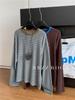 75% Algodón Estilo Coreano Camiseta de Manga Larga a Rayas Contrastantes para Mujer, Estilo Holgazán en Capas Suelta Casual Camiseta Base Trendy Otoño 2025