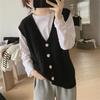 V-Neck malha Sweater Vest Jaqueta Outono e Inverno Outono e Inverno Nova Era Reduzindo Estilo Coreano Loose Emagrecimento Twist Vest Cardigan