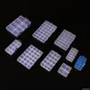 Compartimento para acessórios de hardware caixa de armazenamento de plástico transparente 10 15 24 28 36 compartimentos botão joias equipamento de pesca caixa de embalagem