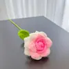 Buquê de Flores de Crochê Rosa de Canto Apontado, Flores Artificiais de Crochê, Flores de Lã, Produto Acabado para Decoração de Cena de Dia dos Namorados e Dia dos Professores