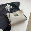 Bolso Tote de Lino Estilo Coreano Transfronterizo de Moda Ins con Letras Gran Capacidad Modelo Nuevo 2026 Bolso de Hombro Único Moda para Viajes y Uso Diario