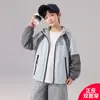 Jaqueta Infantil Reversível com Forro de Fleece para Meninos 2026 Color Block Roupa de Esqui Infantil Primavera Outono Impermeável Reversível