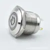 Interruptor de Botón Metálico con Pie de Tornillo de 16 mm, Cabeza Plana, Anillo Estándar de Encendido con Luz, Autorestablecimiento, Interruptor de Llave Impermeable