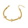 Collar con Colgante de Flor de Concha Estilo Coreano Rombo Flor Pulsera Gruesa Set Hebilla de Pendiente de Piedra de Cristal Acero Inoxidable para Mujer