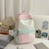 Mochila Versátil de Moda Elegante y Sencilla con Bloques de Color de Alta Capacidad, Modelo Nuevo 2026 para Niñas, Adecuada para Estudiantes de Secundaria y Preparatoria