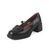 Sapatos Mary Jane Camélia Tridimensional Estilo Francês Pele de Ovelha Primavera 2025 Salto Médio Grosso Botão Único Flor Couro Genuíno para Mulheres