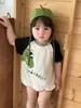 Enterizo Delgado de Manga Corta para Niños con Estampado de Dinosaurio, Mangas Raglán y Bloques de Color, Atuendo de Verano para Niños Pequeños