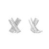Pendientes Cuadrados de Diamante Dulce con Lazo, Forma de Cruz y Forma de X de Lujo Ligero para Mujer, Pendientes Versátiles Casuales con un Aspecto Elegante y Gracioso