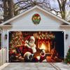 24 Nuevo Banner de Tela de Fondo para Puerta de Garaje Navideño Transfronterizo Papá Noel Decoración de Ambiente para Fiesta al Aire Libre Tela Colgante