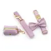 Conjunto Especial de Coleira e Guia de Veludo Cisne para Cachorro Suporte para Saquinhos de Cocô para Cães Pequenos e Médios