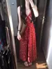Vestido Rojo Floral con Tirantes para Vacaciones en la Playa para Mujer Verano 2025 Nuevo Estilo Popular Petite Elegante Falda Larga