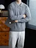 Suéter de Punto de Canalé Liso para Hombre para Viajes Urbanos, Suéter Base Cálido Casual de Negocios de Alta Gama para Otoño e Invierno